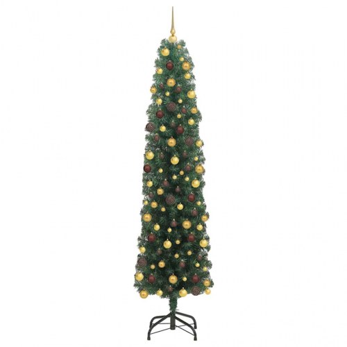 Kunstigt juletræ med LED-lys og stativ 180 cm grøn