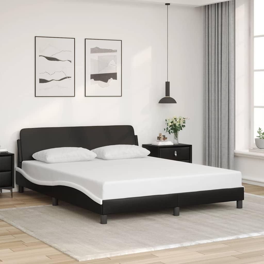 Sengeramme Dover 152x203 cm med sengegavl i kunstlæder sort og hvid