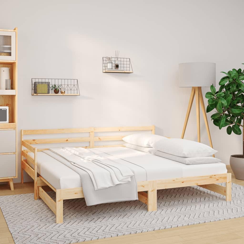 vidaXL daybed med udtræk 2x(80x200) cm massivt fyrretræ
