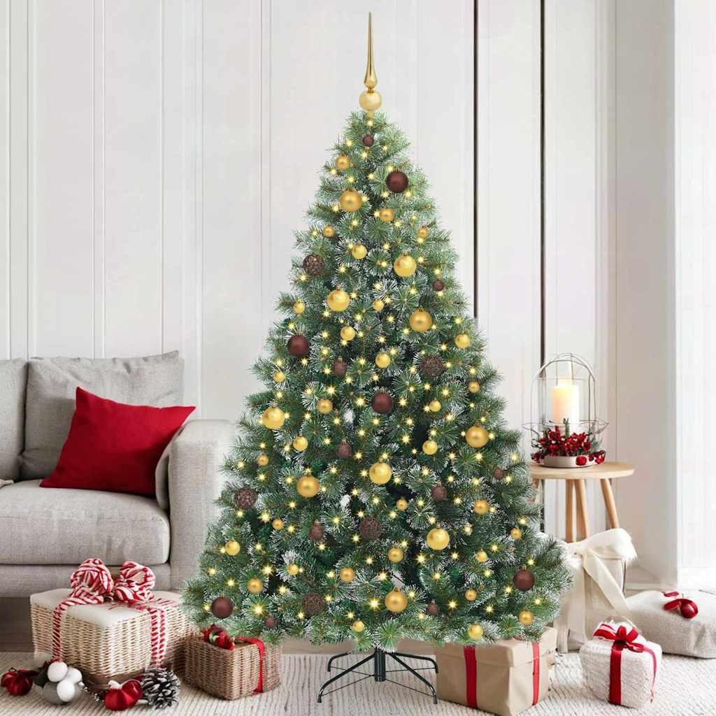 Kunstigt juletræ med 300 LED'er grøn 180 cm PE og PVC