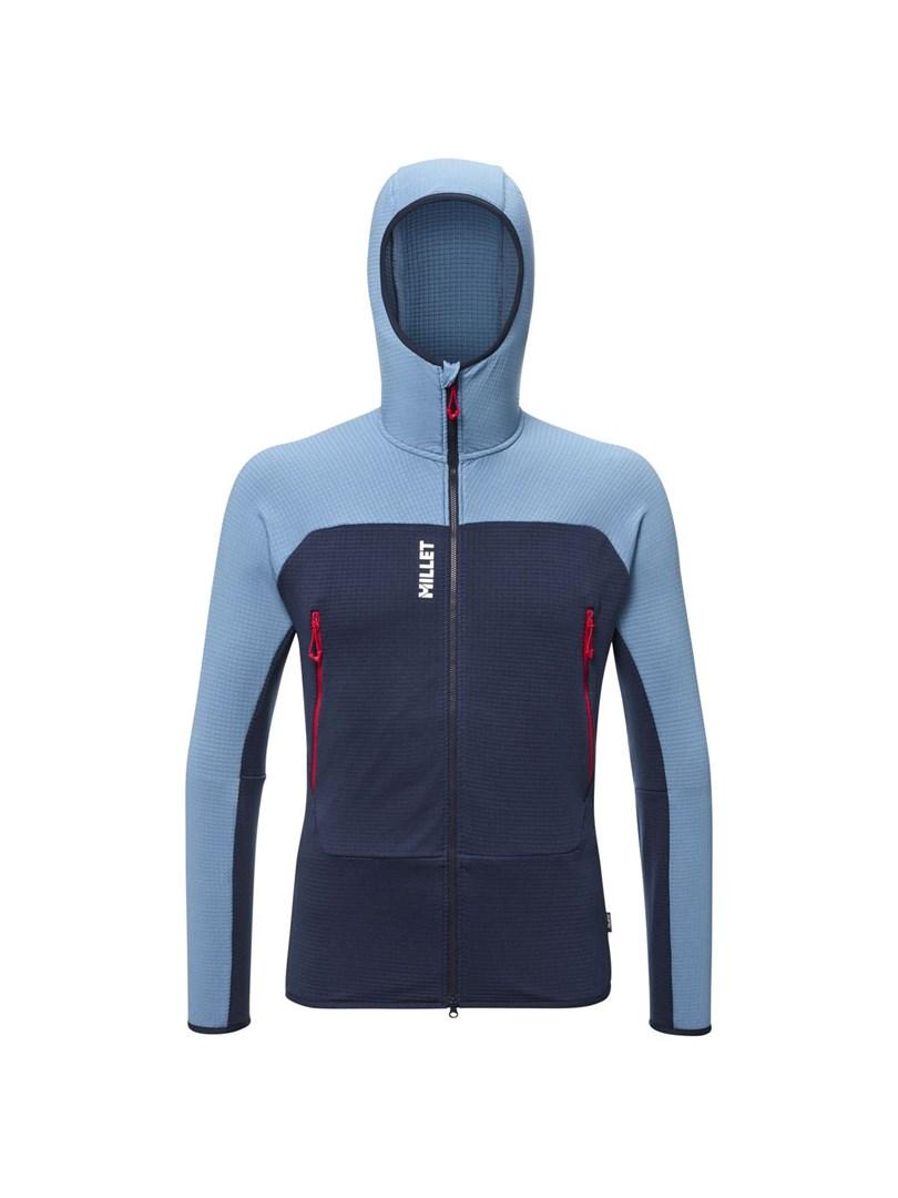 Millet Fusion Grid Hoodie herre hoodie med lynlås - blå XL