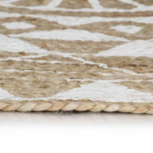 Håndlavet tæppe med hvidt print jute 150 cm