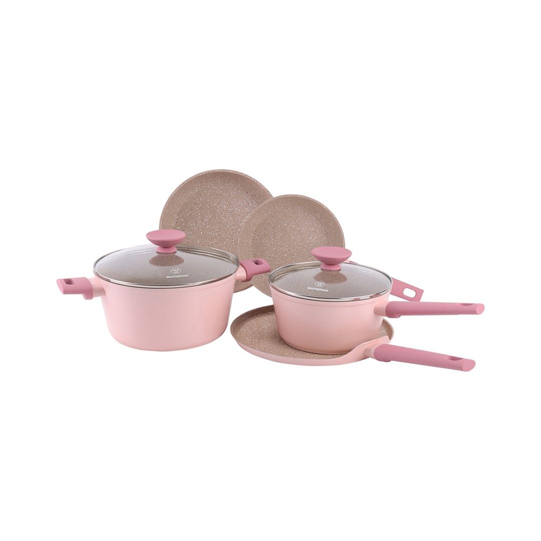 Westinghouse aluminiums grydesæt 7 dele - rosa