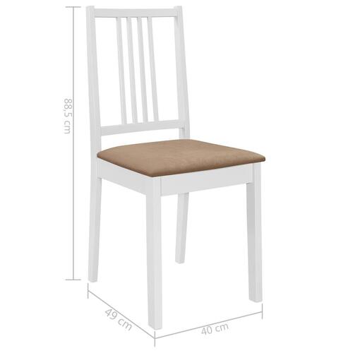 Spisebordsstole med hynder 6 stk. massivt træ hvid