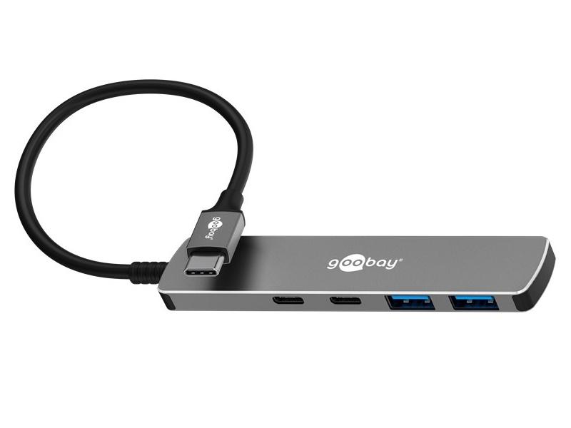 Goobay Slim 4-port USB-C hub med 2 x USB-C og 2 x USB-A