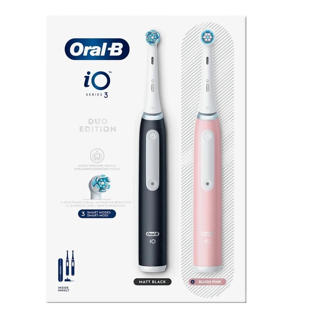 Oral-B iO Series 3 Duo elektrisk tandbørste 2 stk. sort/lyserød billede
