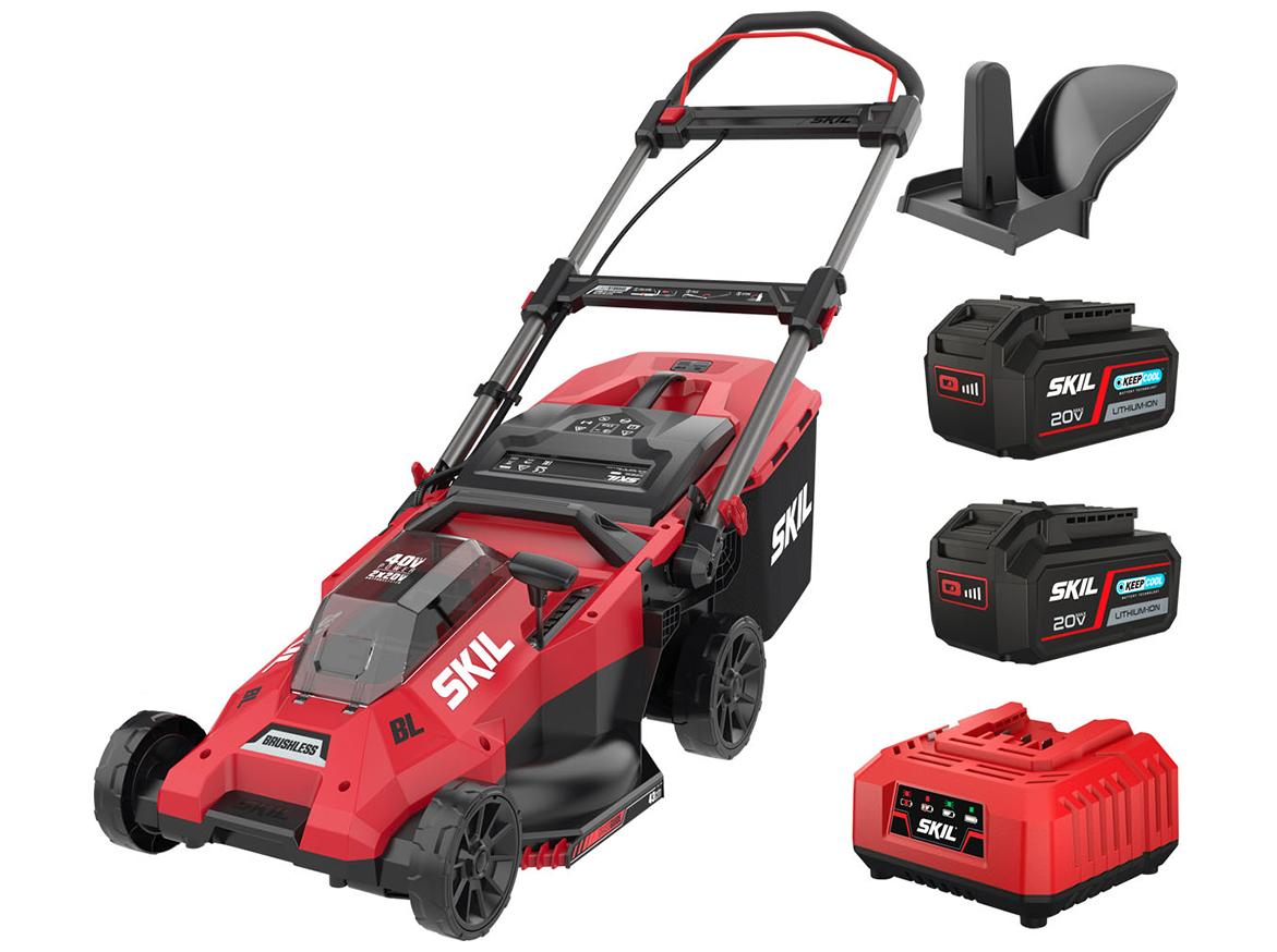 Skil GM1E0140BA akku græsslåmaskine - 43 cm klippebredde, 2x 20 V inkl. 2 batterier og lader