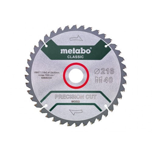 Metabo Classic Precision Cut Wood rundsavsklinge 216 mm - 40 tænder, Ø30 mm