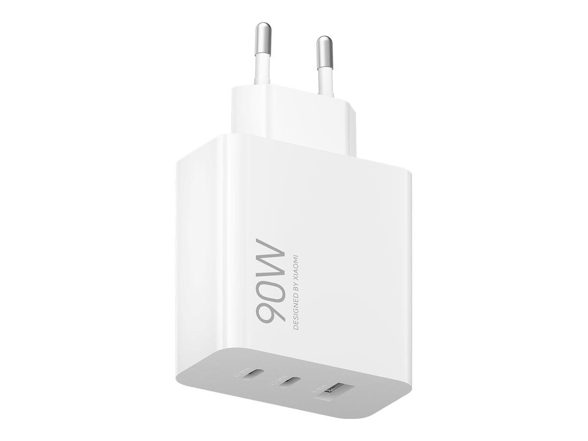 Xiaomi - Strømforsyningsadapter - 3-ports - 90 Watt - 6.1 A - Hypercharge - 3 output-stikforbindelser (USB, 2 x USB-C) - hvid