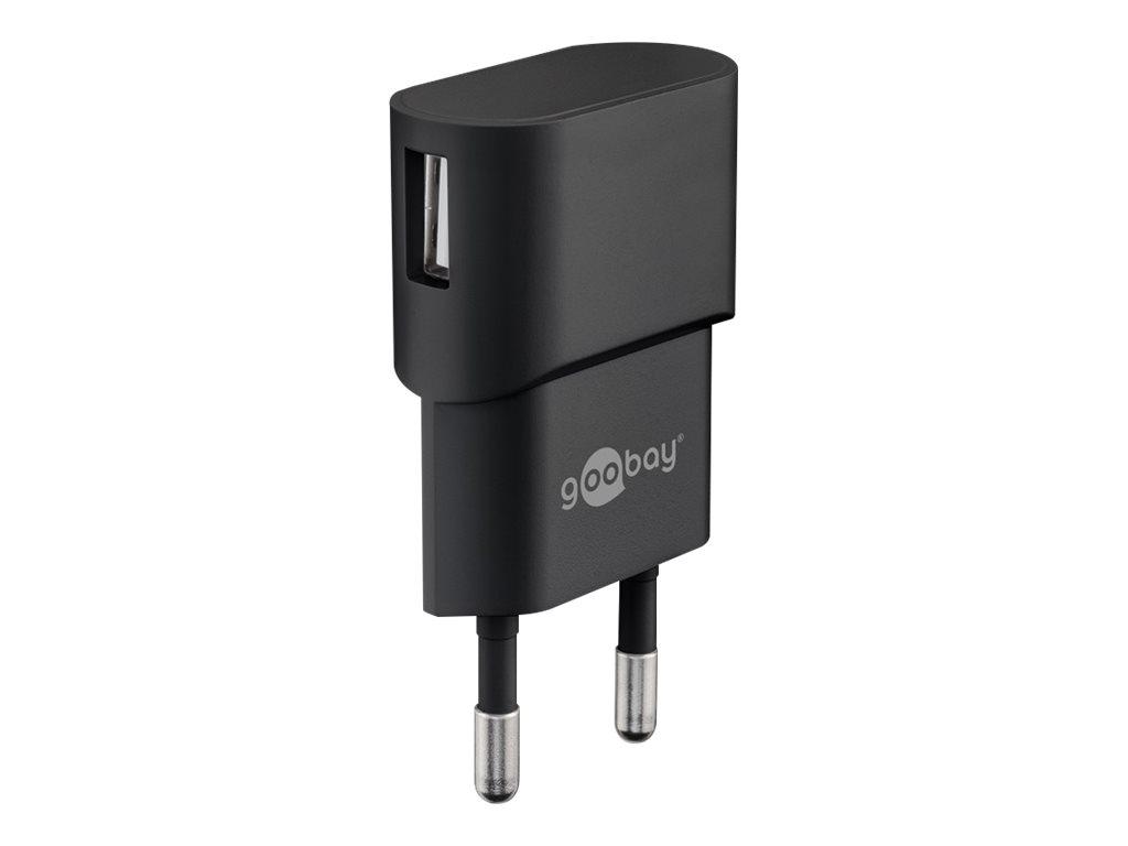 Netadapter - 100-240V til 5Vdc / 1A USB hun, kompakt, Sort