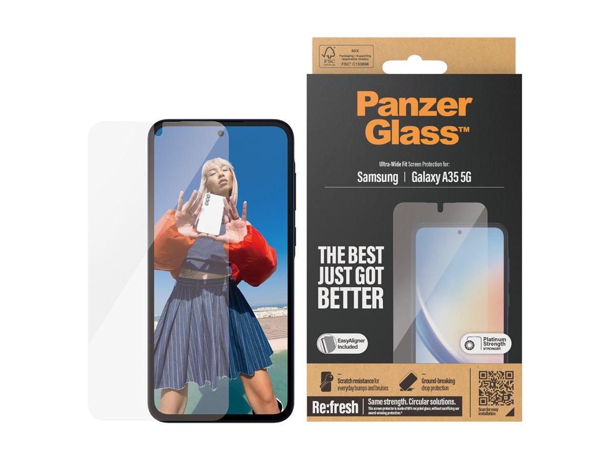 PanzerGlass - Skærmbeskytter for mobiltelefon - ultra-bred pasform m. EasyAligner - glas - for Samsung Galaxy A35