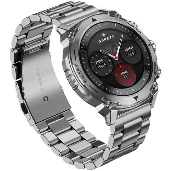 Garett Atom 47 mm smartwatch - sølv, rustfrit stål