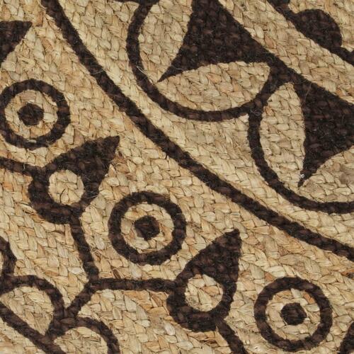 Håndlavet tæppe med mørkebrunt mønster jute 90 cm