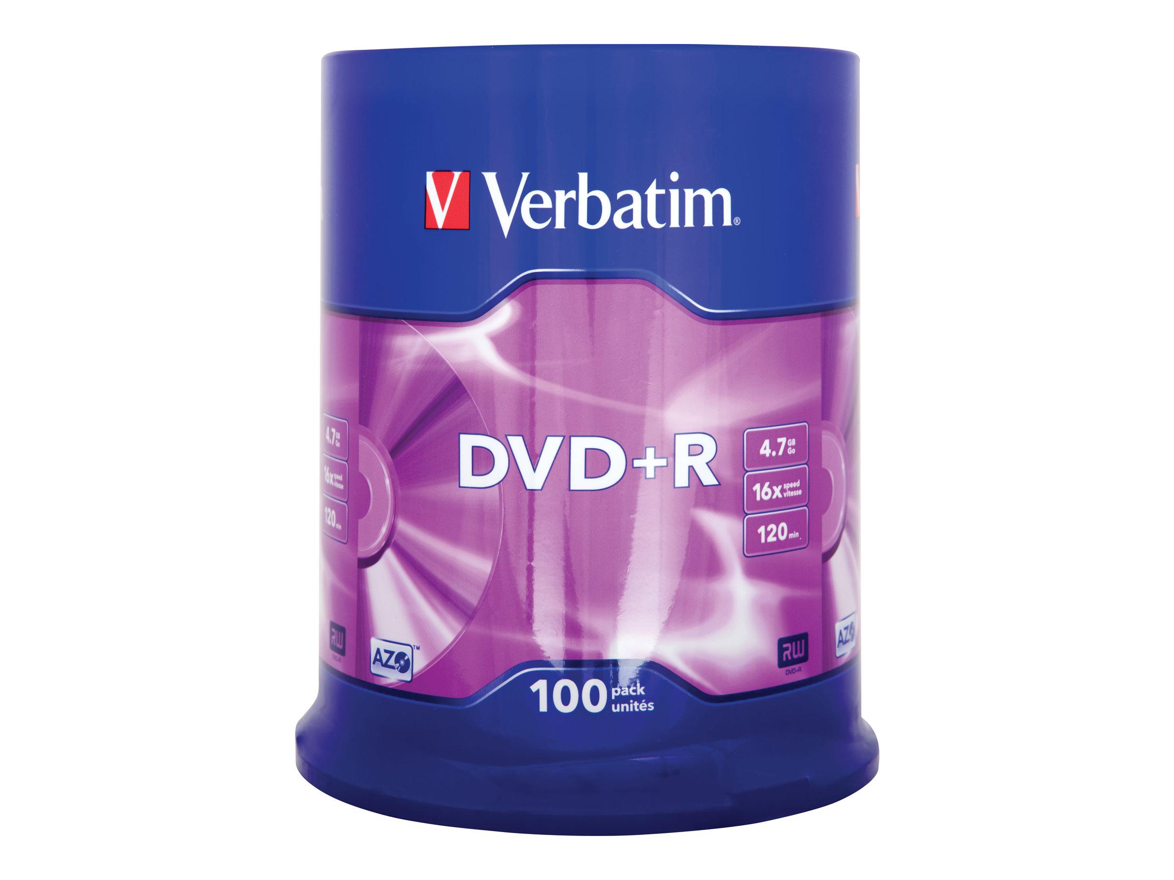 DVD+R medier 4,7 GB 16x - Verbatim, 100‑pak spindel