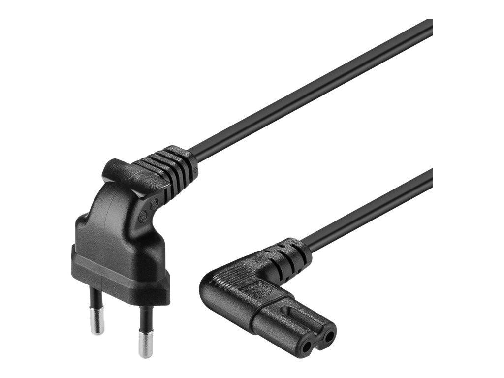 Goobay Tilslutningskabel Euro-stik vinklet i begge ender, 3 m, sort Euro-stik (type C, CEE 7/16) > hunstik C7