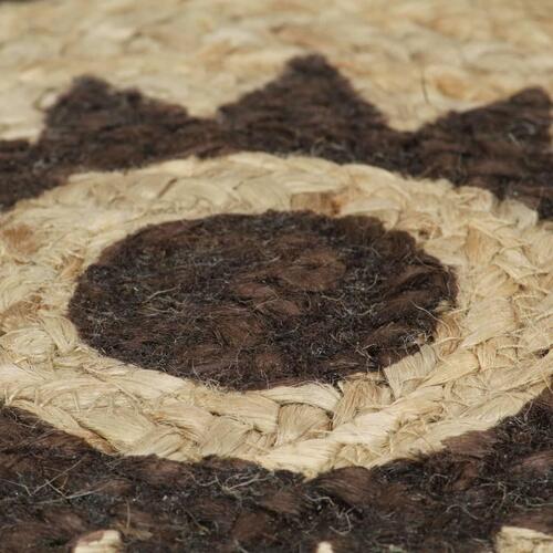 Håndlavet tæppe med mørkebrunt mønster jute 120 cm