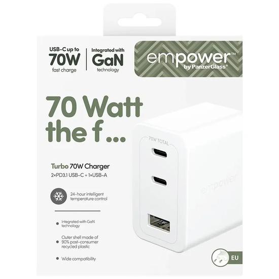 empower by PanzerGlass Turbo UK 70W GaN Adapter 2xUSB-C+USB-A
