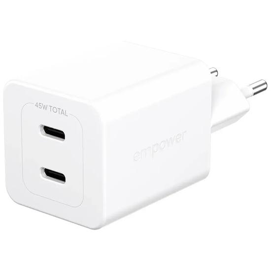 empower by PanzerGlass Turbo 45W Charger incl. 2 x USB-C | EU Plug | Silver White
