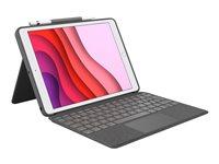 Tastatur til iPad - Logitech Combo Touch med trackpad, nordisk, oxford-grå (10,9” iPad 10. gen.)