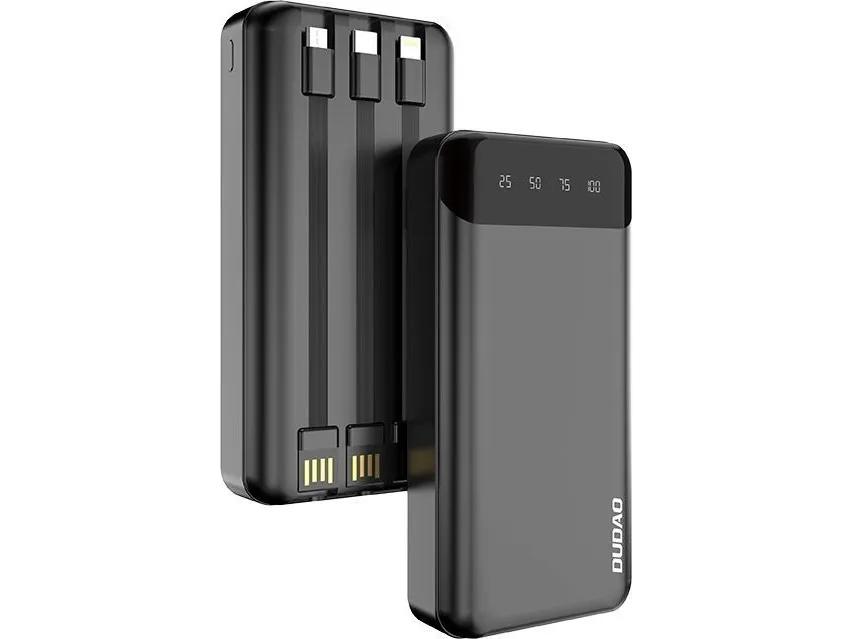 Dudao capacious powerbank with 3 built-in cables 20000mAh USB Type C + micro USB + Lightning black (Dudao K6Pro+)