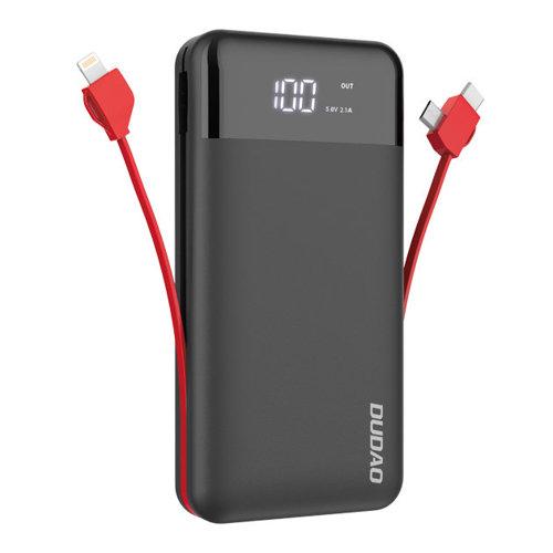 Powerbank Dudao K1Pro 20.000 mAh 15 W med 4 kabler - sort
