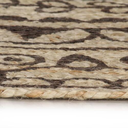 Håndlavet tæppe med mørkebrunt mønster jute 150 cm