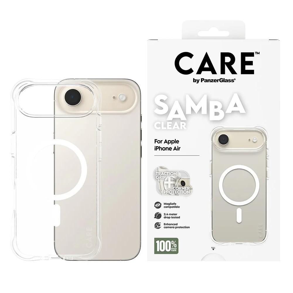 CARE by PanzerGlass Samba - Bagside til mobiltelefon - MagSafe-kompatibilitet - termoplastisk polyuretan (TPU) - transparent med hvid - for Apple iPhone Air