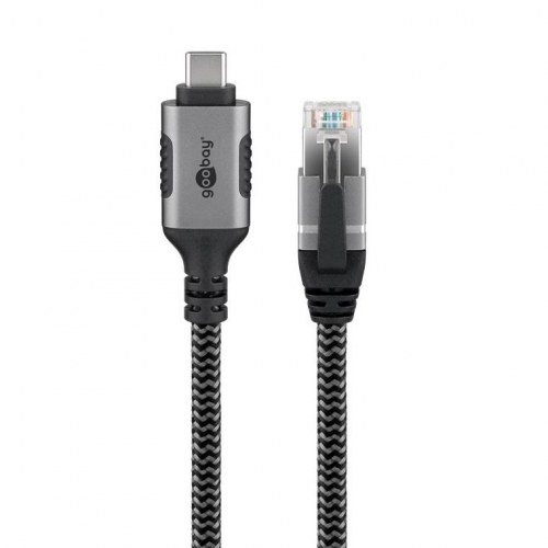 USB-C til RJ45 netværksadapter Goobay 3 m CAT 6 - sort/sølv