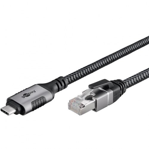 USB-C til RJ45 netværksadapter Goobay 3 m CAT 6 - sort/sølv
