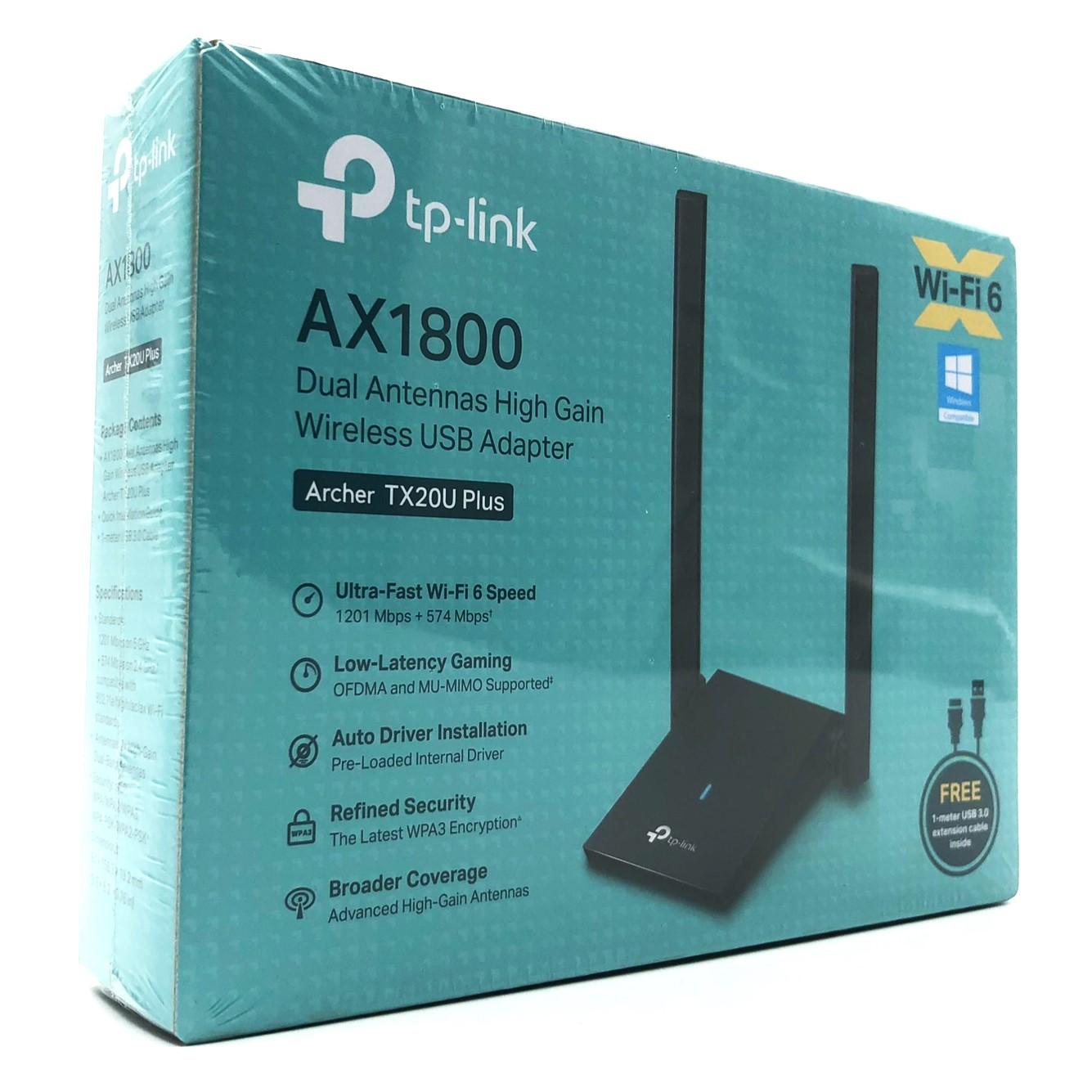 TP-Link Archer TX20U Plus V1 AX1800 trådløs USB 3.0 netværksadapter med Wi-Fi 6 og dual-band