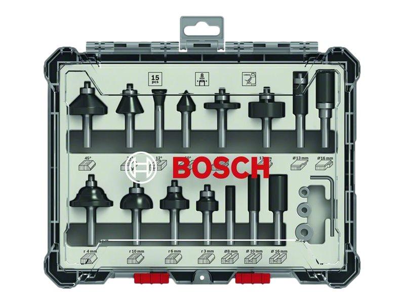 Fræsebits sæt 8 mm - Bosch - 15 dele