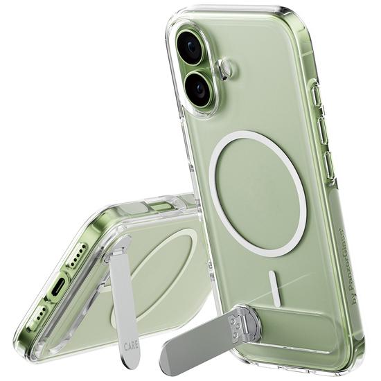 PanzerGlass CARE Feature Case, gennemsigtig med støttefod og MagSafe – iPhone 17