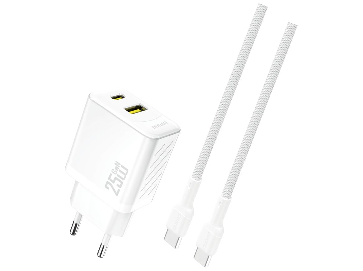 Dudao A26TCEU Adapter 25Watt 1xUSB-C 1xUSB-A (1m USB-C to USB-C included) Hvid
