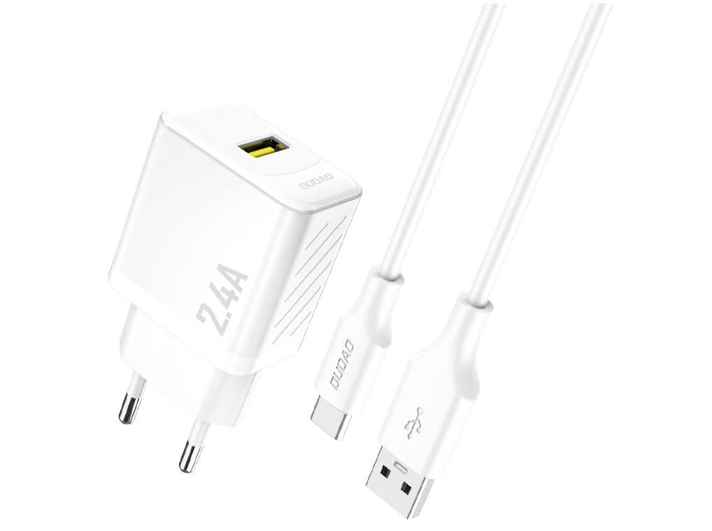 Oplader 12 W med USB-A + 1 m USB-C kabel Dudao A23TEU Hvid