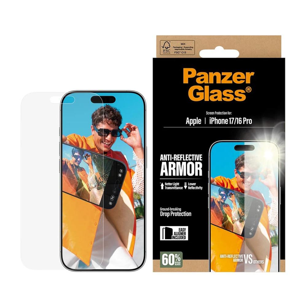 PanzerGlass - Skærmbeskytter for mobiltelefon - anti-refleksbehandling, med EasyAligner - glas - for Apple iPhone 16 Pro, 17