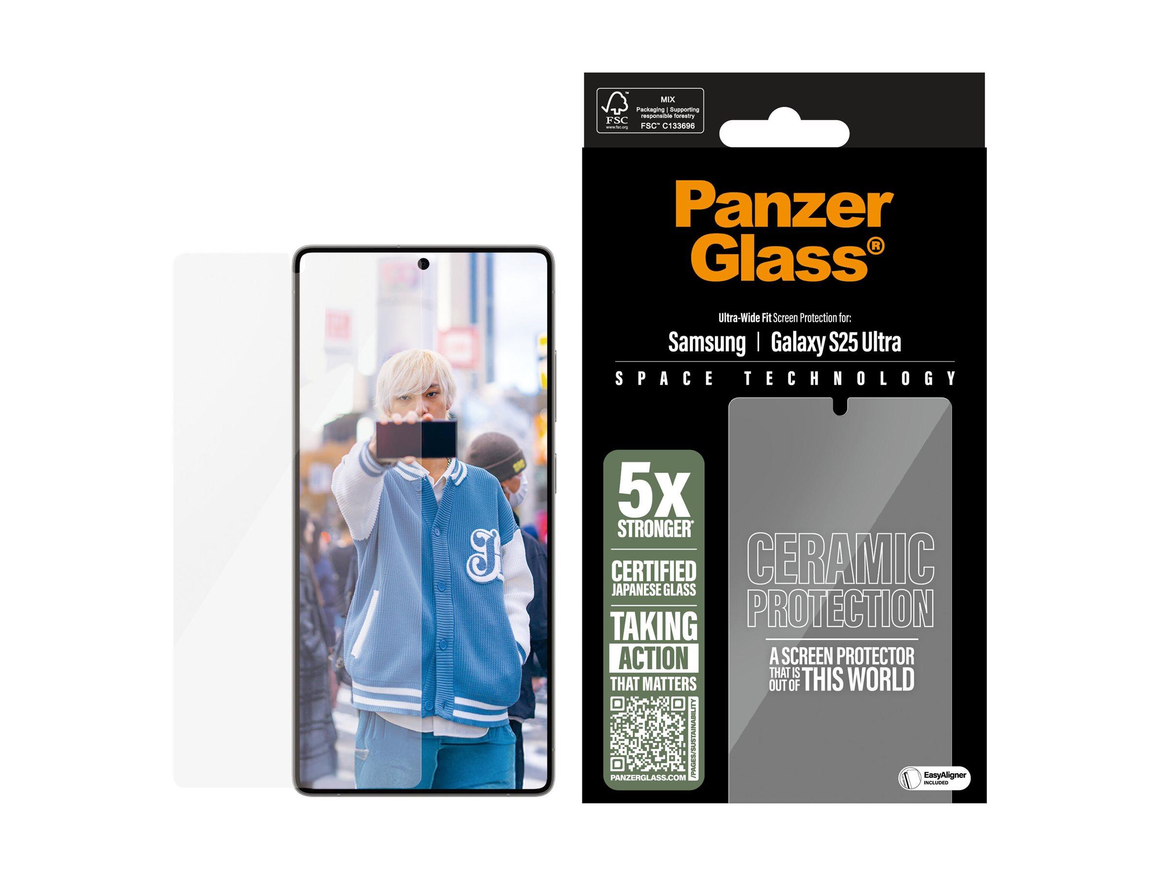 Skærmbeskytter til mobil - PanzerGlass Ceramic Protection, Ultra-Wide Fit, sort ramme