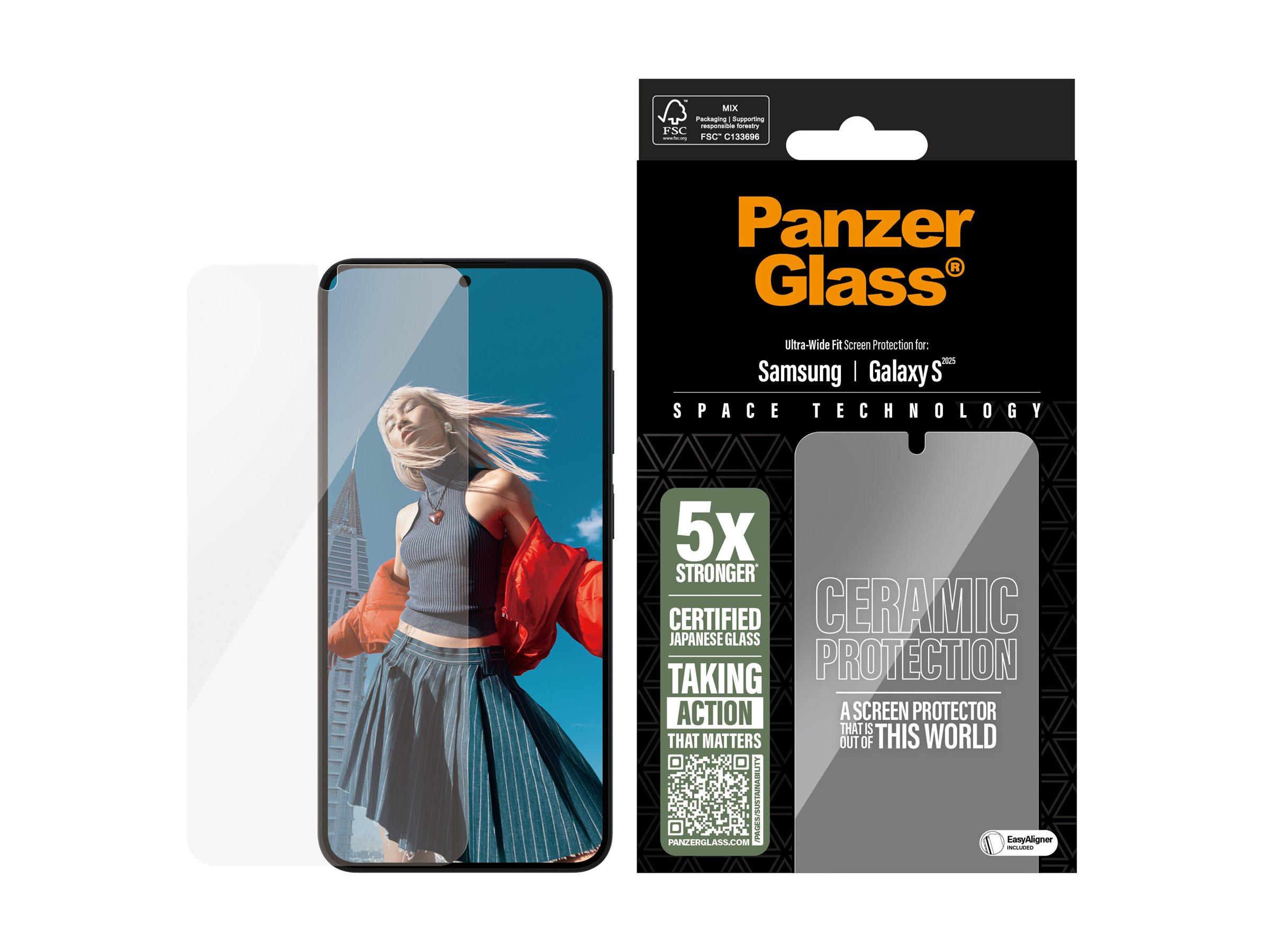 PanzerGlass Ceramic Protection - Skærmbeskytter for mobiltelefon - ultrabred pasform - glas - For Galaxy S25