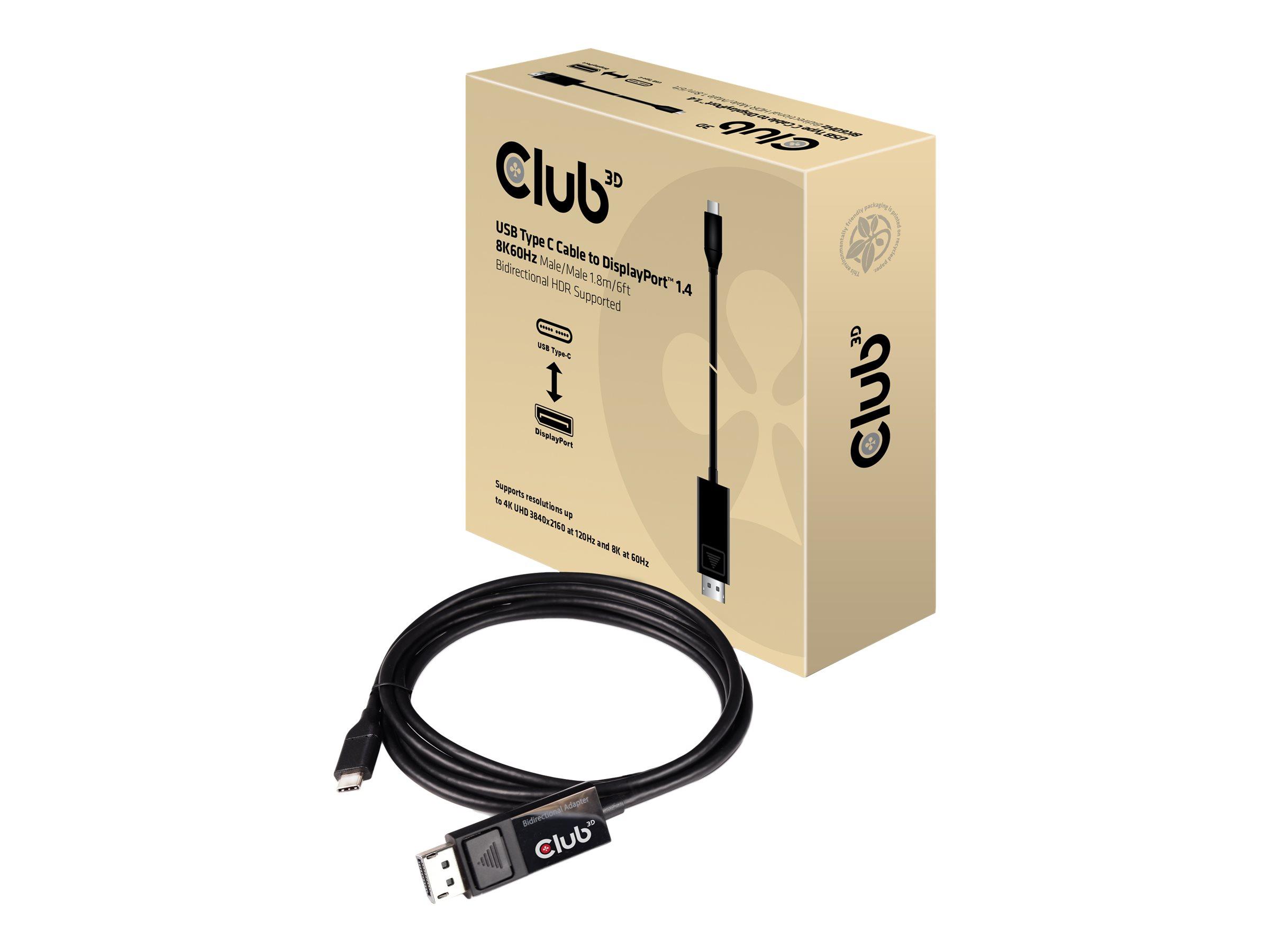 USB-C til DisplayPort videoadapter 1,8 m - Club 3D CAC-1557