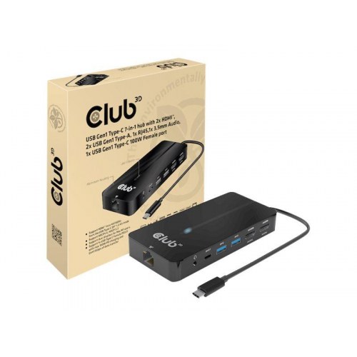 USB-C dockingstation CLUB3D CSV-1595 7-i-1 - sort