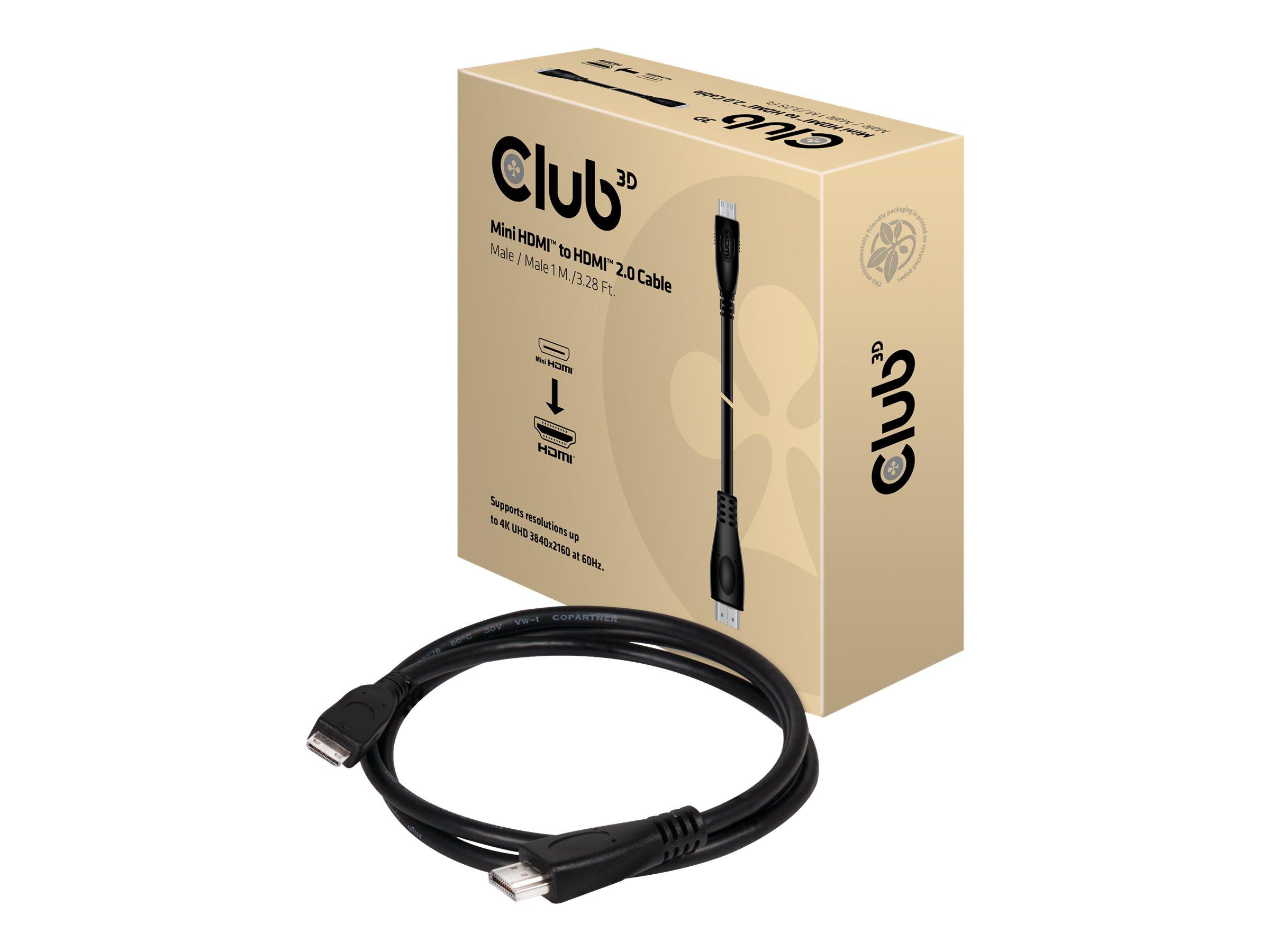HDMI-kabel Club 3D CAC-1350 mini HDMI til HDMI 2.0 - 1 m sort