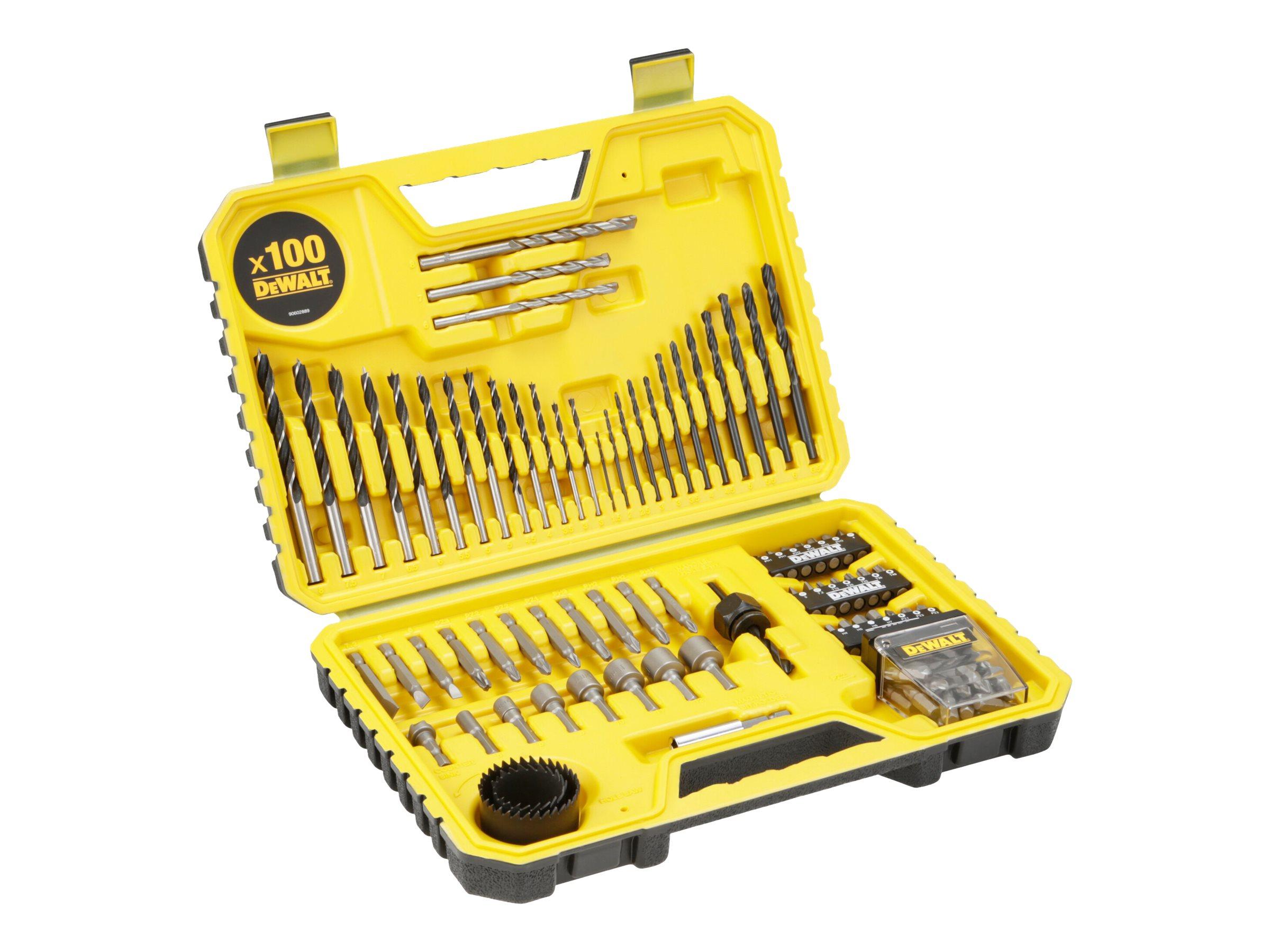 Borsæt med bits og hulsave - DeWALT DT71563, 100 dele