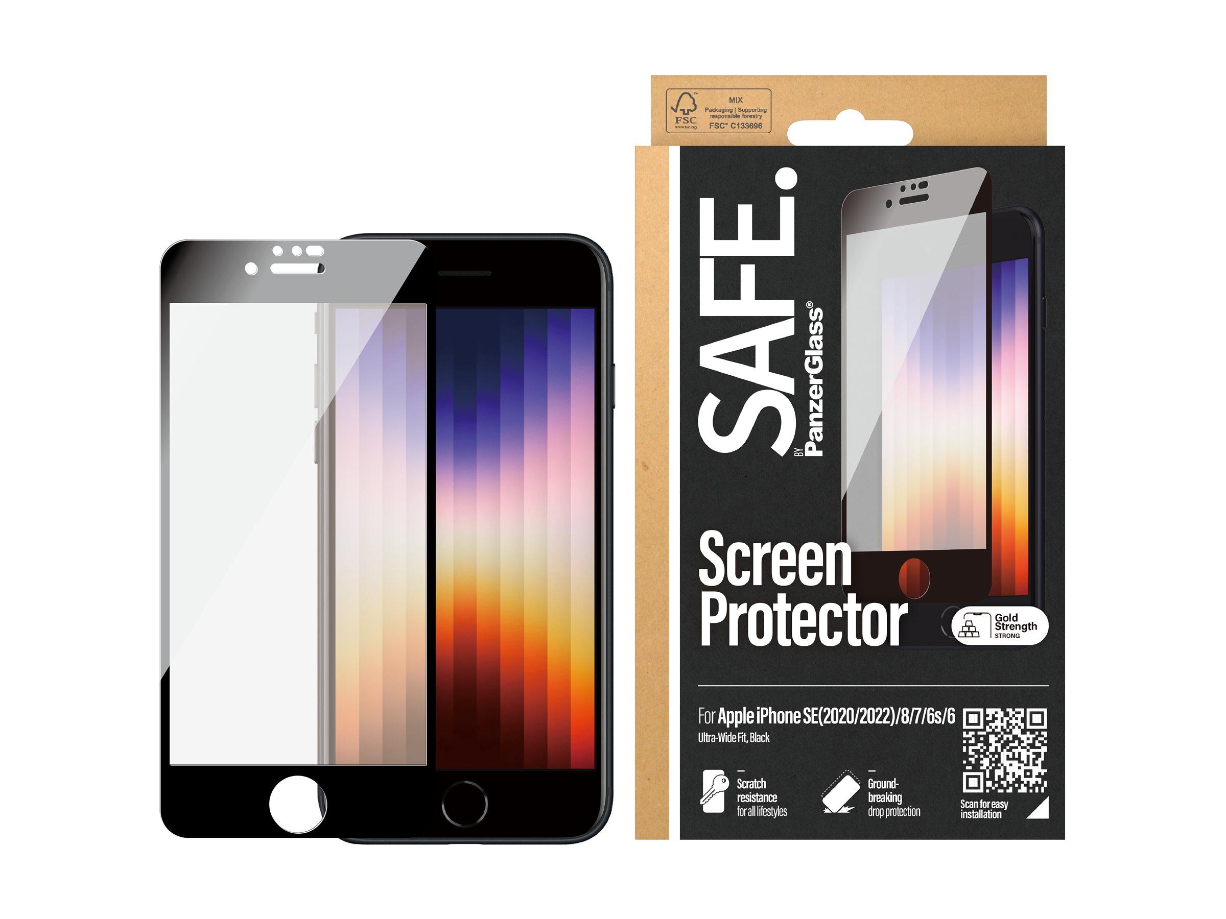 PanzerGlass SAFE. by PanzerGlass Skærmbeskytter Sort Transparent Apple iPhone 6, 6s, 7, 8 (4.7 tommer), SE (2. generation), SE (3rd generation)
