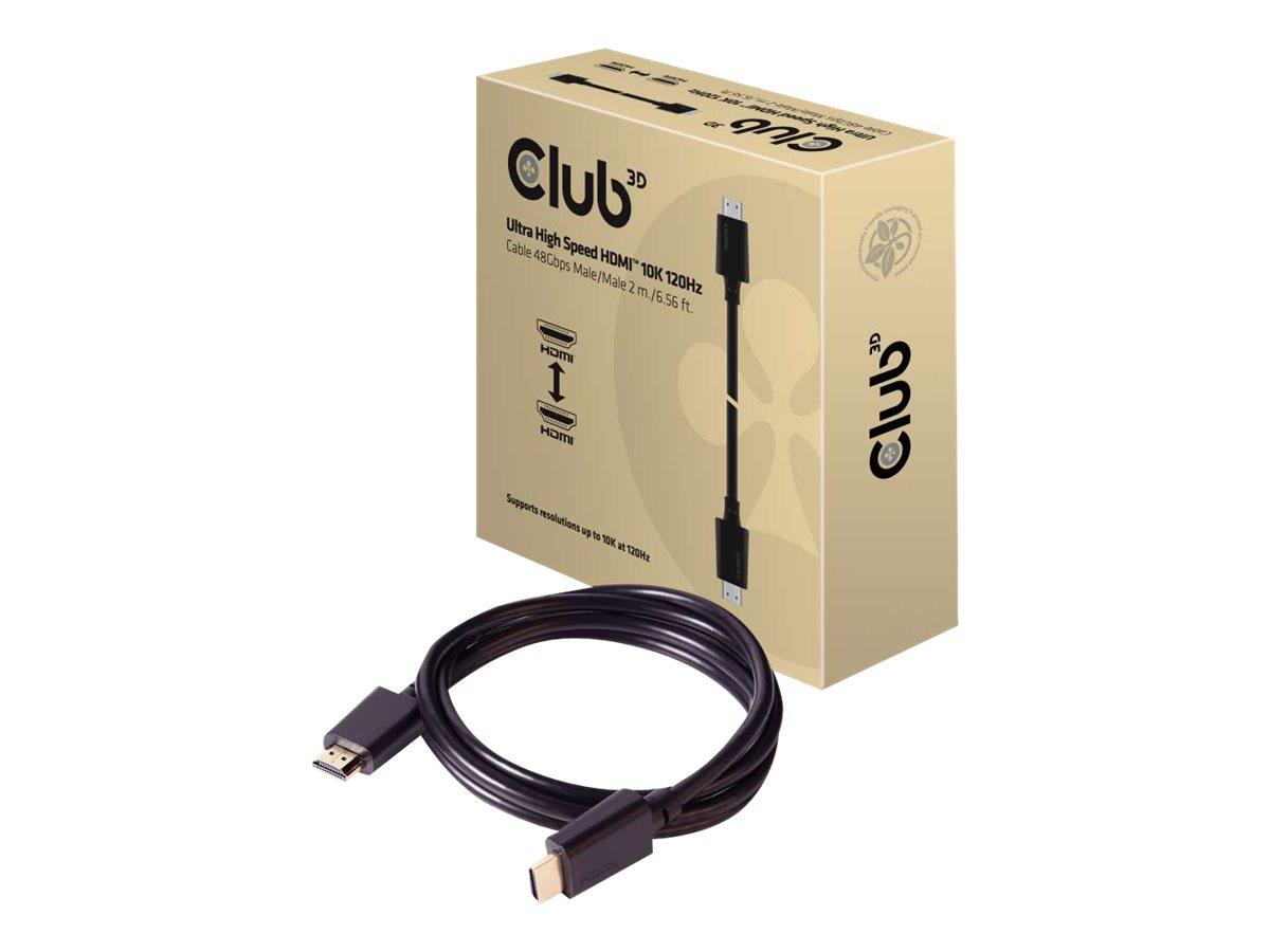 CLUB3D CAC-1372 HDMI 2.1 kabel 2 m - sort, Ultra High Speed HDMI han til HDMI han