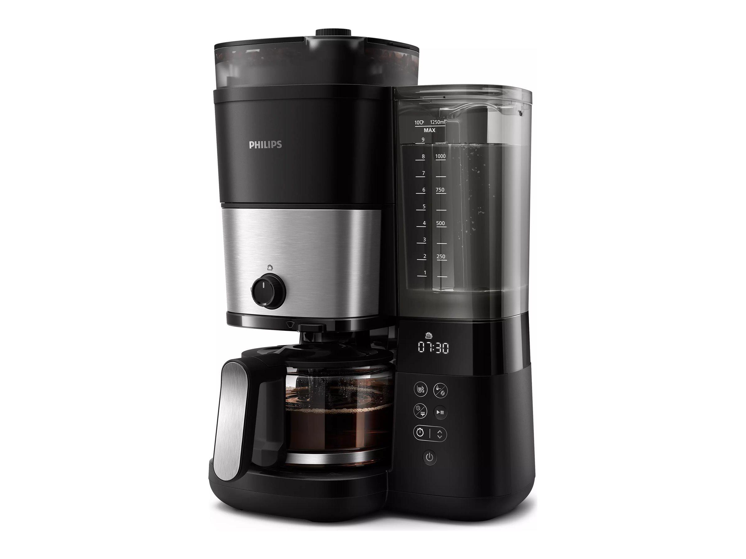 Kaffemaskine med kværn - Philips All?in?1 Brew HD7900, 10 kopper, sort/sølv