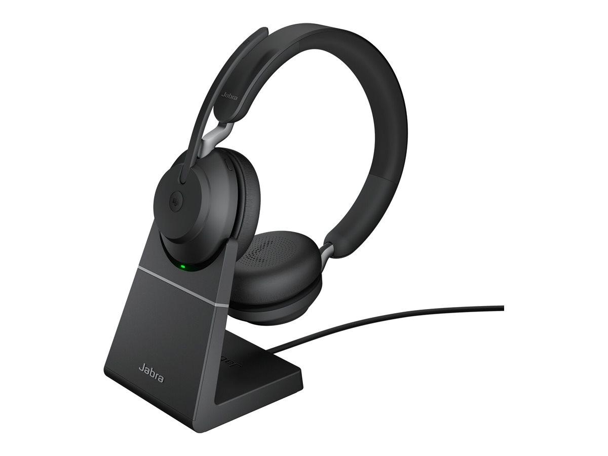 Trådløst headset Jabra Evolve2 65 MS Stereo - sort med opladningsstander