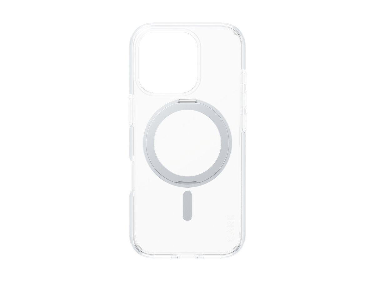 PanzerGlass CARE by Feature Case Transparent w. Silver Kickstand & MagSafe iPhone 16 Pro Beskyttelsescover Transparent