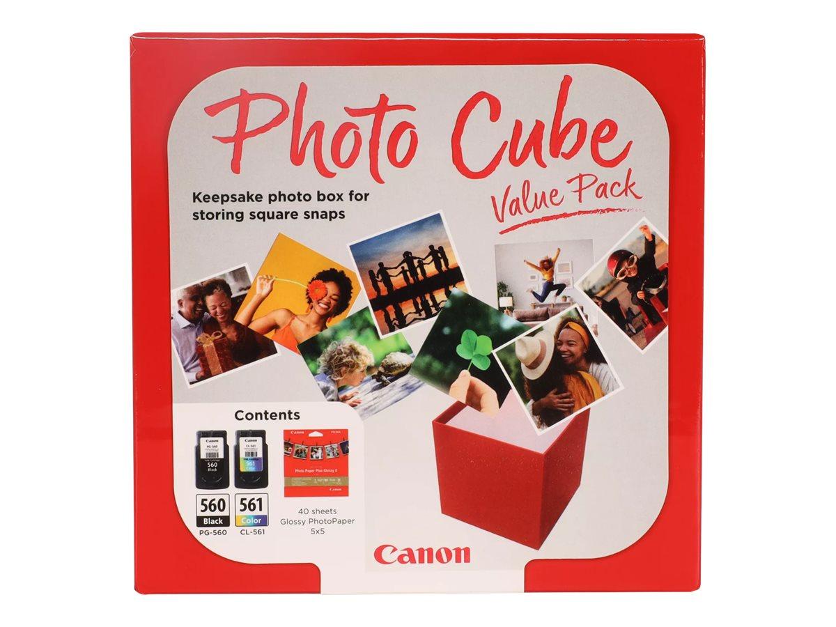 Canon PG-560/CL-561 Photo Value Pack - Skinnende - 0.27 mm - 2 pakker - farve (cyan, magenta, gul), pigmenteret sort - original - boks - blækbeholder / papirsæt - for PIXMA TS5350, TS5351, TS5352, TS5353, TS7450, TS7451
