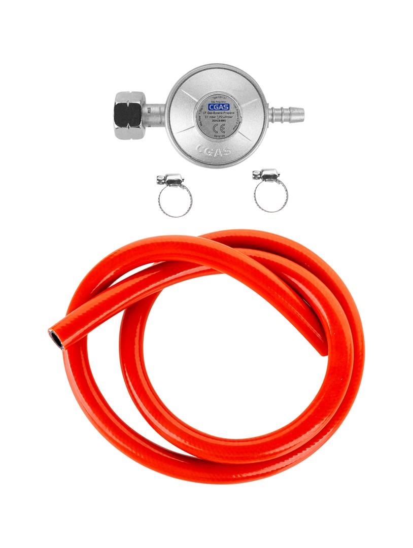 Teesa gasregulator til grill med gasslange og 2 spændebånd