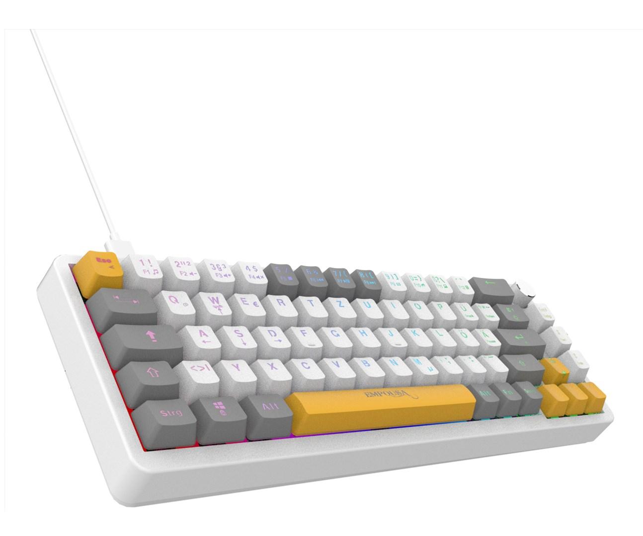Mekanisk gaming tastatur RGB med Red Switch, USB og 2,00 m kabel - hvid
