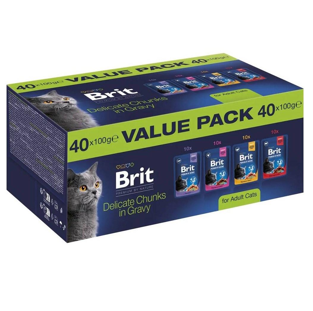Brit Premium by Nature Value Pack vådfoder til voksne katte 40 x 100 g